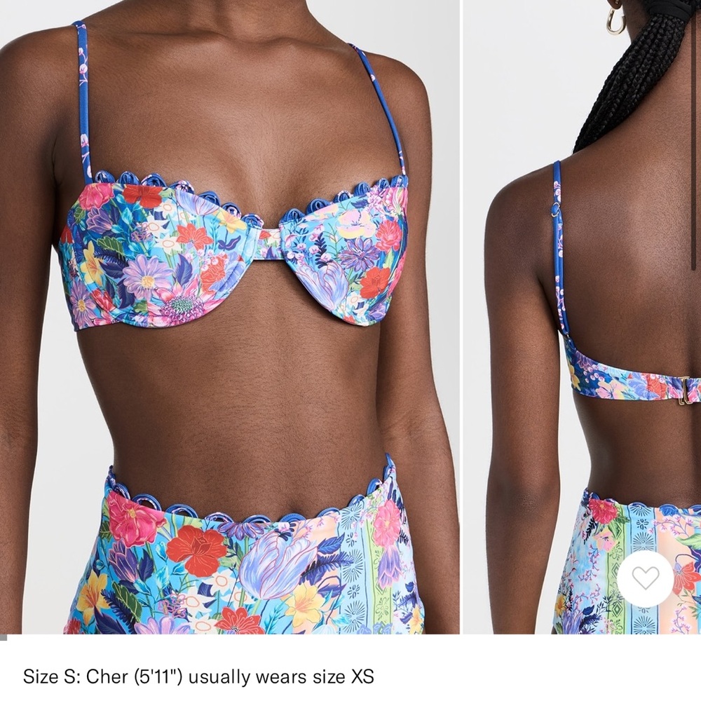 Agua Bendita Piper top Floral Bikini Top with Scalloped Edges